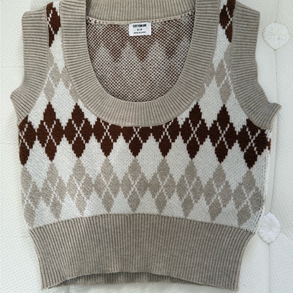 Cotton On Brown and Cream Knit Top